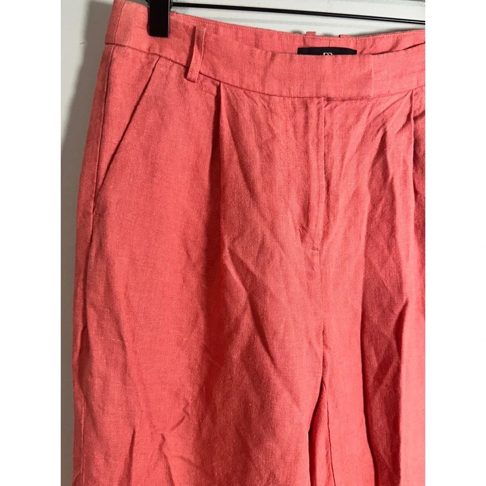 Banana Republic Lina Straight Linen Pant Coral High Rise Relaxed 6 882876-04